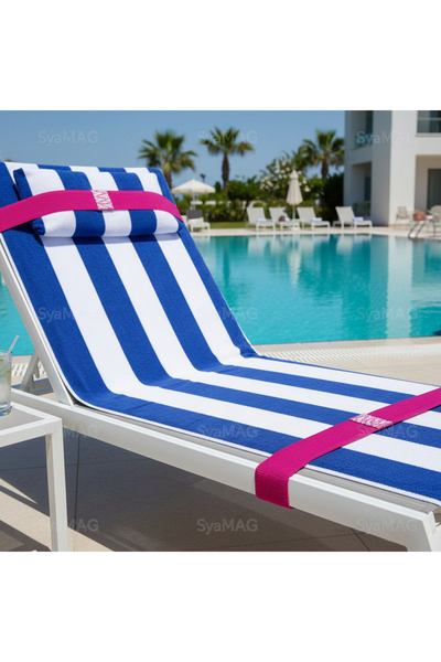 SyaMAG Set 2 benzi elastice, mentin fix prosopul pe sezlong, 100x5 cm, fucsia