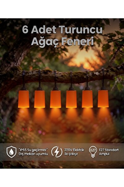AC AYDINLATMA Neon Turuncu Ağaç Feneri 6 Adet