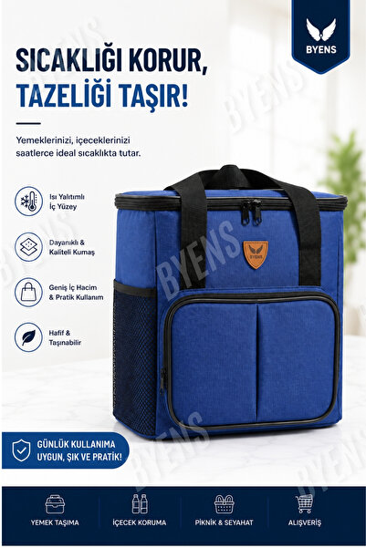 BYENS 35 Litre Termal Buzluk Çanta Piknik Yemek Taşıma Çantası Soğutucu Isı Yalıtımlı Soğuk Tutan Çanta