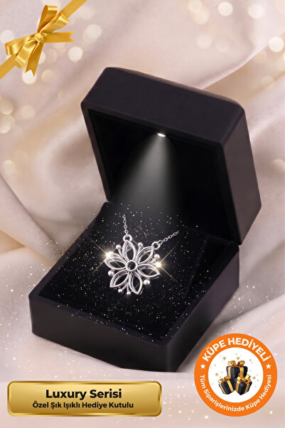 Lucente Jewellery Işıklı Hediye Kutulu Manolya 925 Ayar Gümüş Kaplama Mıknatı...