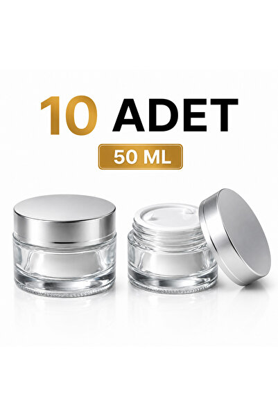 makrobay 10 Adet 50 ml Lüks Cam Krem Kavanozu - Sızdırmaz Kapaklı Boş Kozmeti...