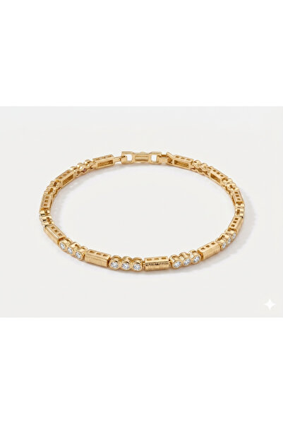 Siya Silver Özel Seri 14 Ayar Zirkon Taşlı Silindir Model Kararmaz Çelik Kadı...