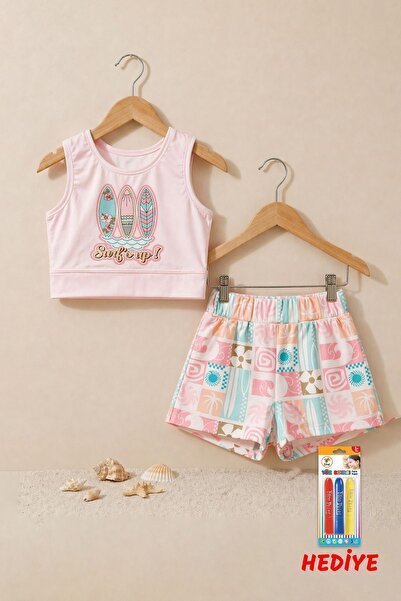 ZUZUNGA Surf Printed Crop Girl's Swimsuit Bikini Set
