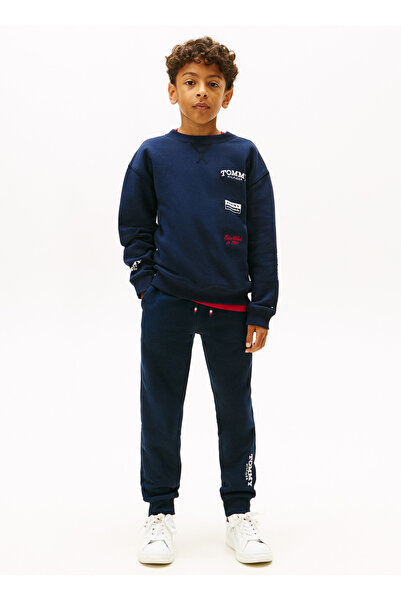 Tommy Hilfiger Monotype Print Graphic Çocuk Mavi Eşofman Altı