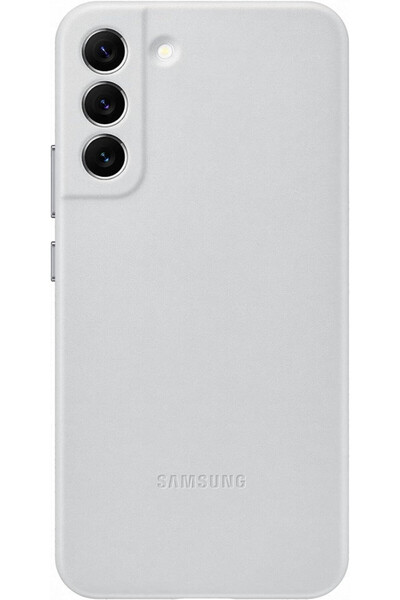 Samsung Galaxy S22 Plus; Husă din piele; Gri deschis