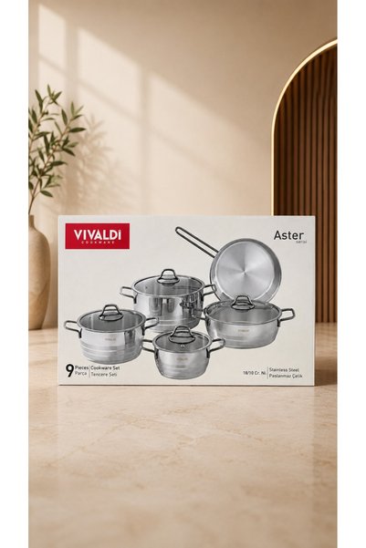 Vivaldi Steel Aster 9-Piece Cookware Set