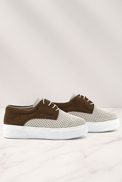 Rakerplus Genuine Leather White Tan Elastic Boys' Casual Shoes
