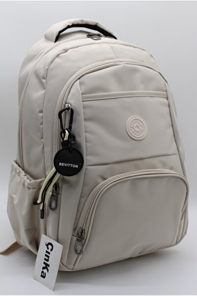 Bevitton Unisex Waterproof Fabric Beige Color Backpack and School Bag // 2400