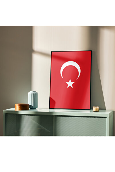 Rosaart Türk Bayrağı Metal Çerçeveli Gerçek Camlı Tablo,Türk Bayrağı Dijital ...
