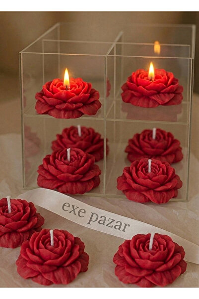 exemum EXE PAZAR Dekoratif Lavanta Kokulu Şakayık Çiçeği Mumu(5ADET)-Hediyeli...