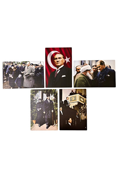 Atatürk 5'li Ahşap Retro Poster Seti