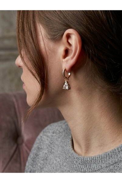 Zennemor Xuping Quality Stainless Steel Anti-Allergic Triangle Model Earrings with Stone