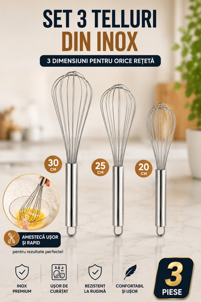 OEM HomeRoy – Set of 3 stainless steel pans (30 cm, 25 cm, 20 cm)