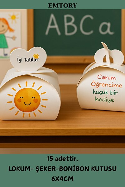 Emtory Home 15 Adet Okul Tatili Kalpli Kutu - Bonibon Kutusu - Çikolata Kutus...