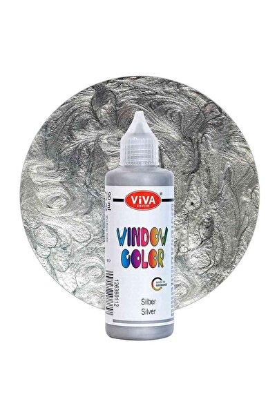 Viva Decor Vopsea pentru geamuri, cu aplicator, VIVA DECOR, 90ml argintiu