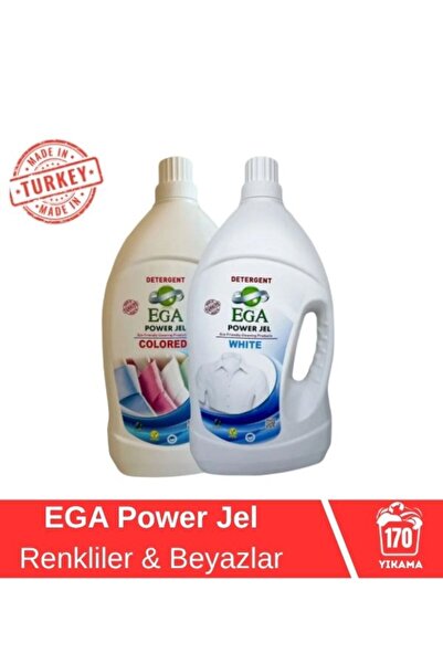 Ega Kimya 2'li Power Jel Renkli Ve Beyaz Sıvı Yıkama Deterjanı 3900 ml