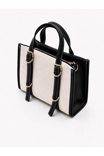 Reddington Women's Belt Detailed Linen Cross Hand and Shoulder Bag