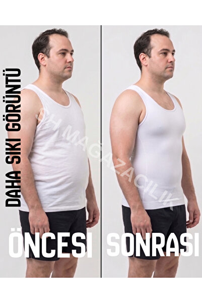 Sh Mağazacılık Premium Men's Corset Waist Chest Belly Size 2 White Tank Top