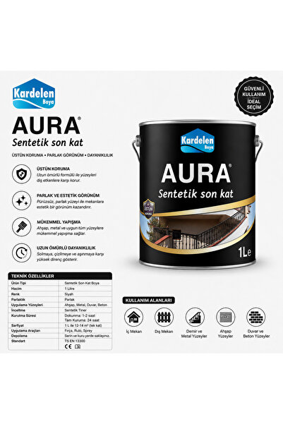 kardelen boya Kardelen Aura Sentetik Son Kat Yağlı Boya1 Kg-siyah