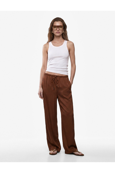 Koton Παντελόνι Aerobin Kumaş Straight Fit με τσέπες, ίσια φαρδιά μπατζάκια, ...
