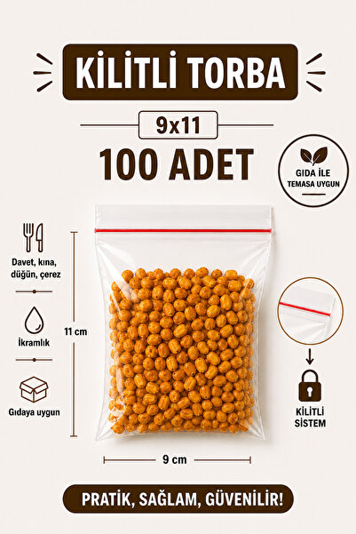 naft 9x11cm 100'lü Buzdolabı Kilitli Torba Poşet Dondurucu İkramlık Çerez Dav...
