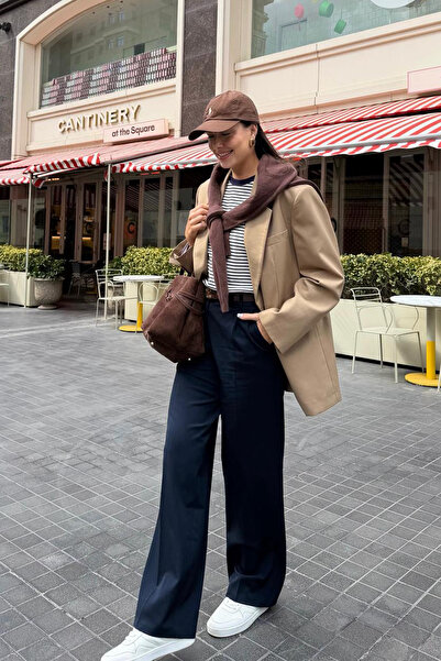 Açelya Okcu Premium Vento Mid Waist Wide Leg Woven Trousers