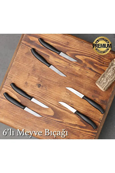 Yüsra Home 6 adet tujo meyve bıçağı (paslanmaz çelik) meyve bıçak siyah renk
