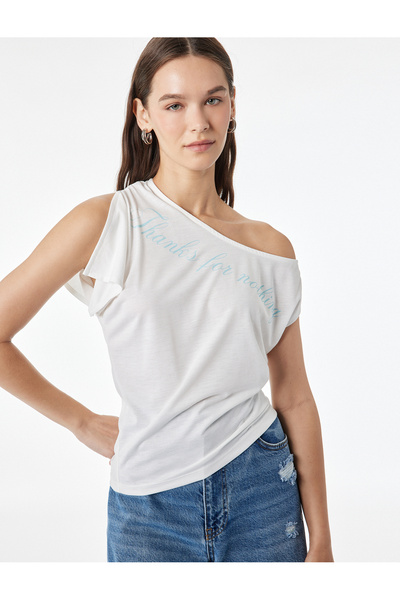 Koton Tricou imprimat cu mânecă scurtă, croială slim, amestec de viscoză