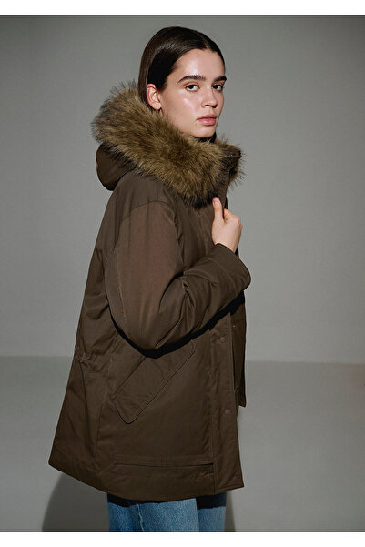 Mavi Wasserabweisender Khaki-Parka in Übergröße / Weit geschnitten 1110712-71541