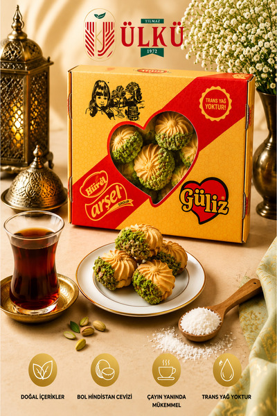 Yılmaz Ülkü (1 KG) Güliz Doğal Pancar Şekerli Geleneksel Kurabiye Trans Yağsı...