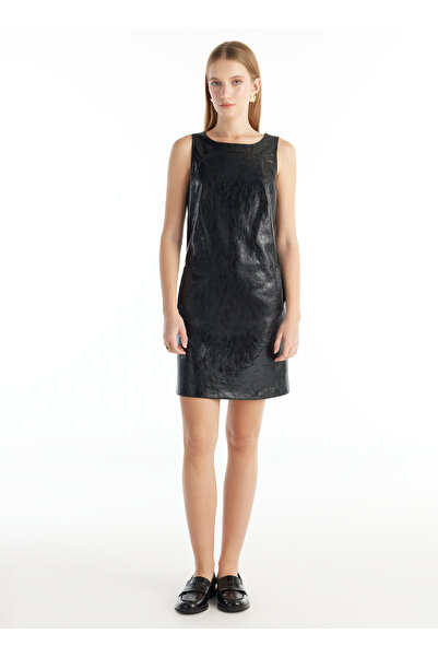 Ted Baker SİYAH SUNİ DERİ SIRT DEKOLTELİ MİNİ ELBİSE
