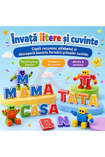 RCO Set Educativ Alfabet cu Roboti Transformabili, 26 Litere, Jucarie STEM pentru Copii 3 Ani+ WW2034