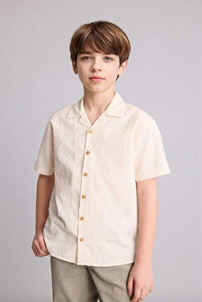 DeFacto Regular Fit Apaş Collar Brode Short Sleeve Shirt for Boys H5171A826Hs
