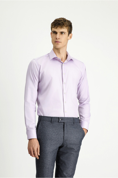 Kiğılı Uzun Kol Slim Fit Dar Kesim Klasik Non Iron Pamuklu Gömlek