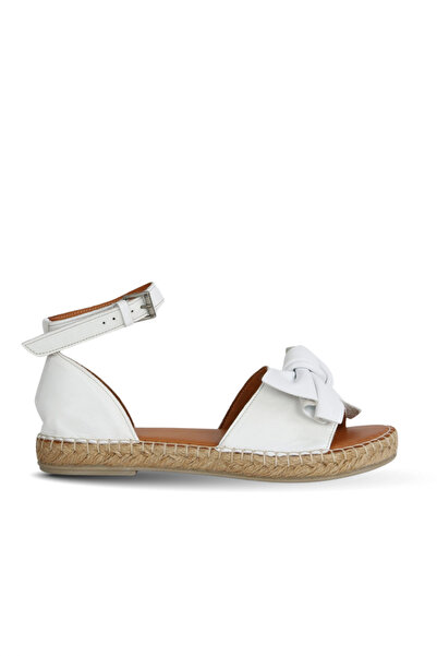 Generic Brand 01wn3008 Model Sandale Espadrille Damă Piele Albă