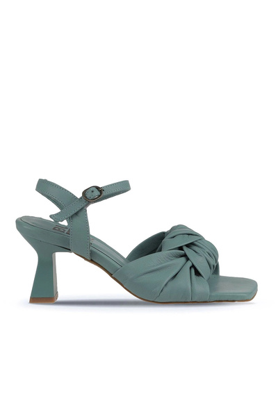 Bueno Shoes Sandale cu toc pentru femei din piele deschisă verde - 01wy6801