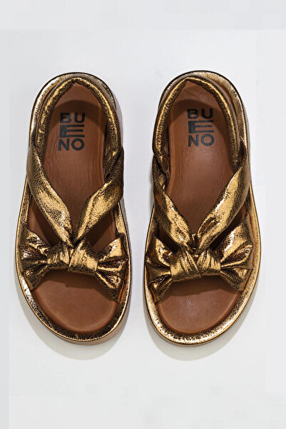 Bueno Shoes Sandale de damă din piele bronzată cu toc pană - 01wu4600