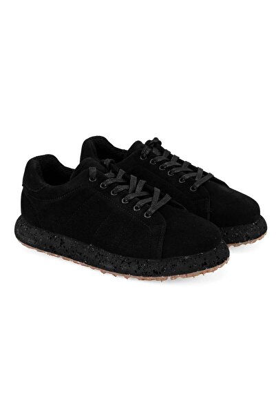 Desa Women's Black Suede Leather Casual Shoes