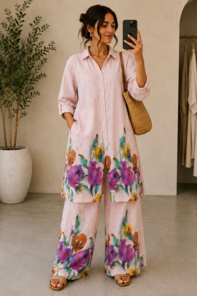 Marjinal Set de două piese pentru femei, cu imprimeu floral, 100% in