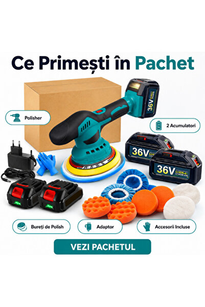 OEM Aparat Polish Auto cu 2 acumulatori 36V, fara fir, portabil (RO-V07)