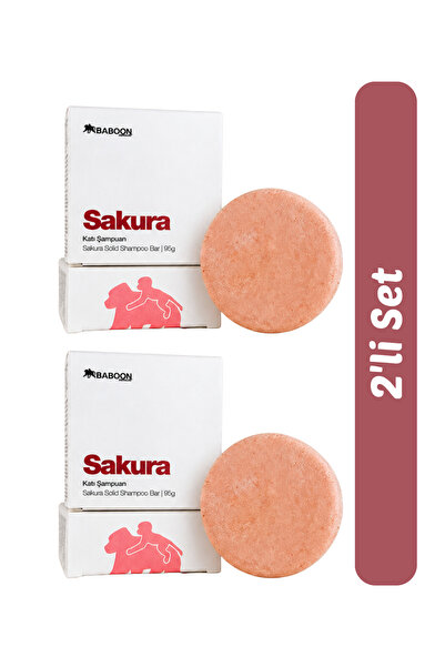 Baboon Natural Sakura Katı Şampuan 2'li Set | Kuru, Yıpranmış ve Boyalı Saçla...