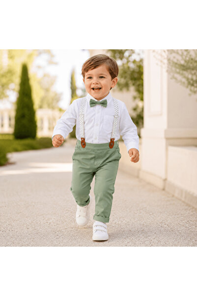 Kidohug Costum elegant baieti, Camasa cu maneca lunga, Pantaloni lungi cu bre...