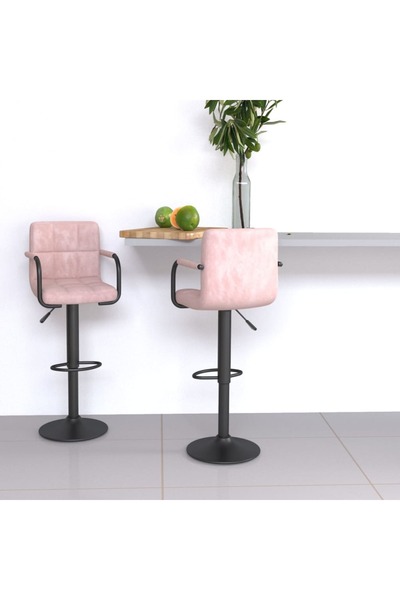 Concept Scaune de bar, 2 buc., roz, catifea