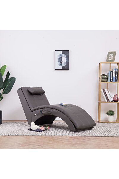 Concept Șezlong de masaj cu pernă, gri, piele artificială