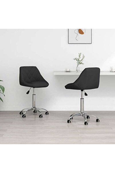 Concept Scaune de bucătărie pivotante, 2 buc. negru, piele ecologică