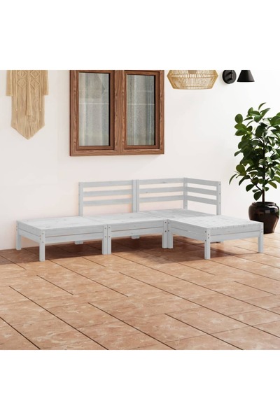 Concept Set mobilier de grădină, 4 piese, alb, lemn masiv de pin