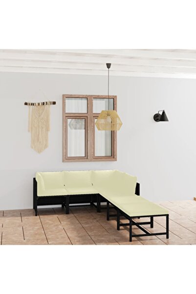 Concept Set mobilier de grădină cu perne, 6 piese, negru, poliratan