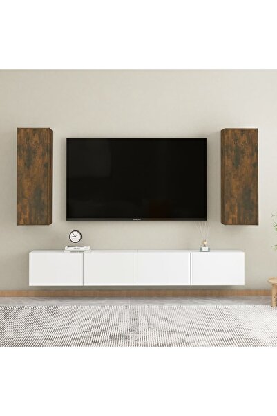 Concept Comode TV, 2 buc., stejar fumuriu, 30,5x30x90 cm lemn prelucrat