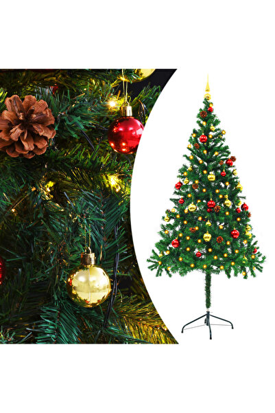 Concept Brad de Crăciun artificial cu globuri și LED-uri, verde, 180 cm