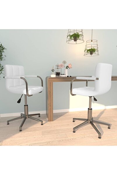 Concept Scaune de masă pivotante, 2 buc., alb, piele ecologică